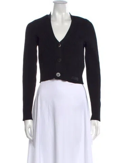 Pre-owned Ganni V-neck Sweater In Black