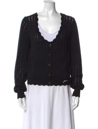 Pre-owned Ganni V-neck Sweater In Black