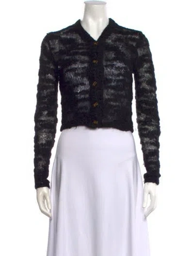 Pre-owned Ganni V-neck Sweater In Black