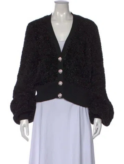 Pre-owned Ganni V-neck Sweater In Black