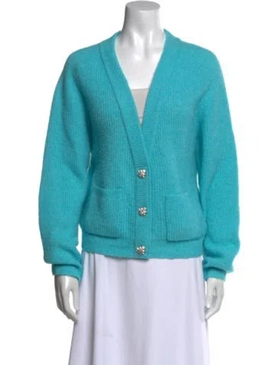 Pre-owned Ganni V-neck Sweater In Blue