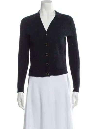 Pre-owned Ganni V-neck Sweater In Blue