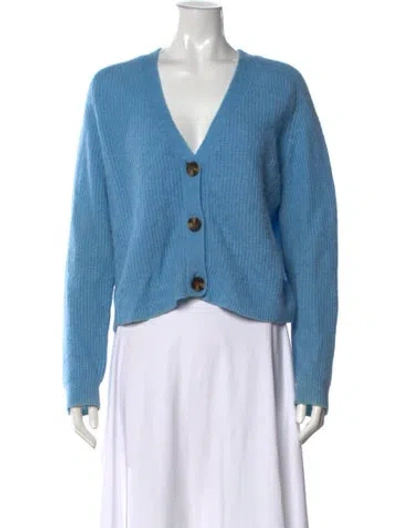 Pre-owned Ganni V-neck Sweater In Blue