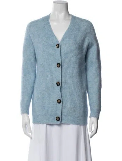 Pre-owned Ganni V-neck Sweater In Blue