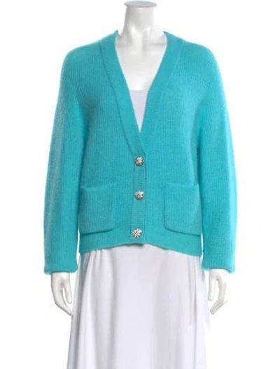 Pre-owned Ganni V-neck Sweater In Blue