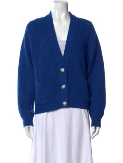 Pre-owned Ganni V-neck Sweater In Blue
