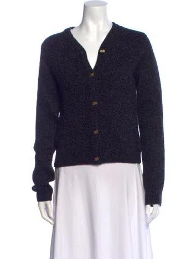 Pre-owned Ganni V-neck Sweater In Blue