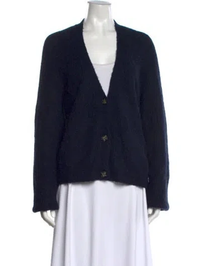 Pre-owned Ganni V-neck Sweater In Blue