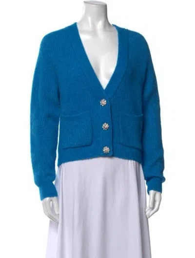 Pre-owned Ganni V-neck Sweater In Blue