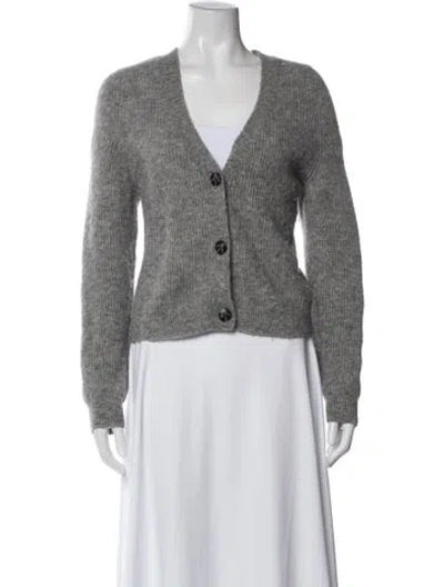 Pre-owned Ganni V-neck Sweater In Gray