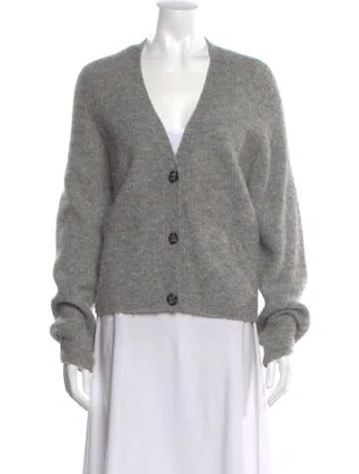Pre-owned Ganni V-neck Sweater In Gray