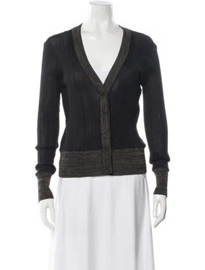 Pre-owned Ganni V-neck Sweater In Gray