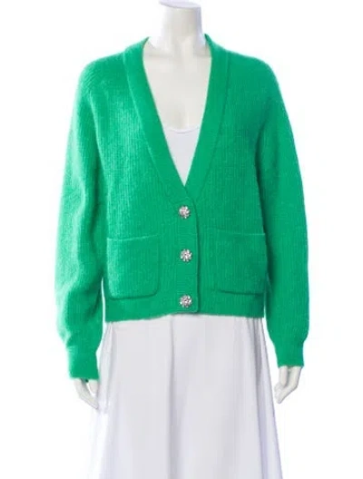 Pre-owned Ganni V-neck Sweater In Green