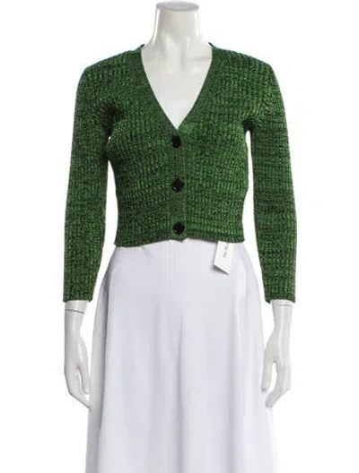 Pre-owned Ganni V-neck Sweater In Green