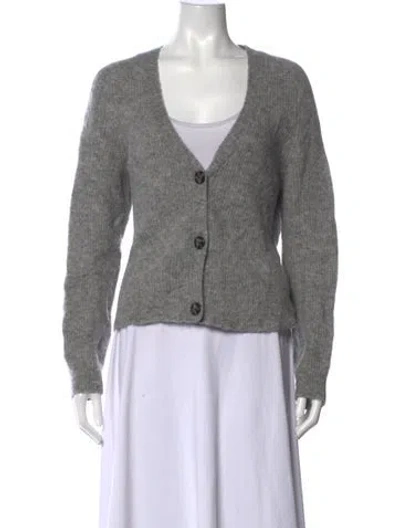 Pre-owned Ganni V-neck Sweater In Grey