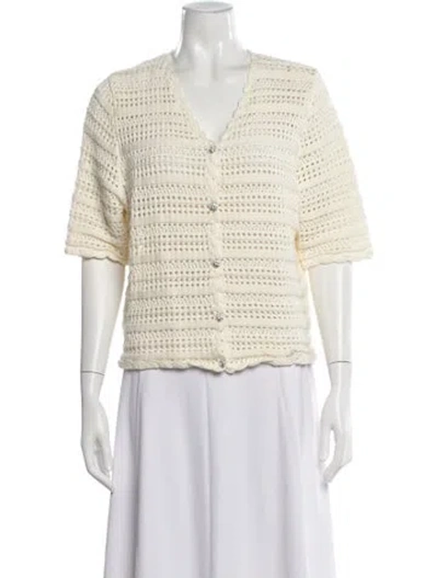 Pre-owned Ganni V-neck Sweater In Neutral