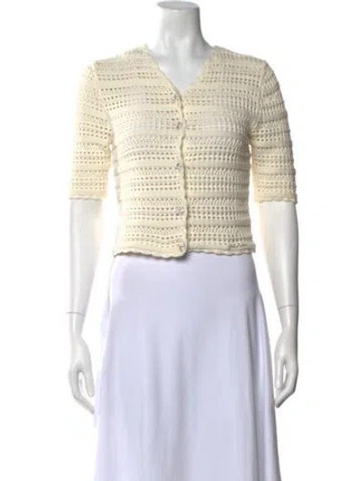 Pre-owned Ganni V-neck Sweater In Neutral