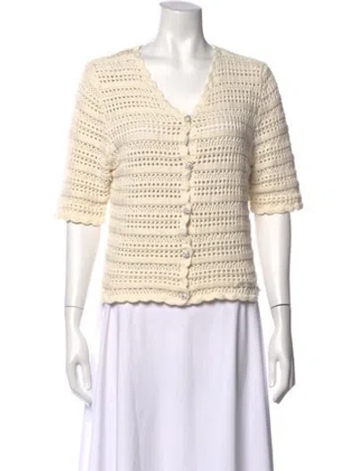 Pre-owned Ganni V-neck Sweater In Neutral