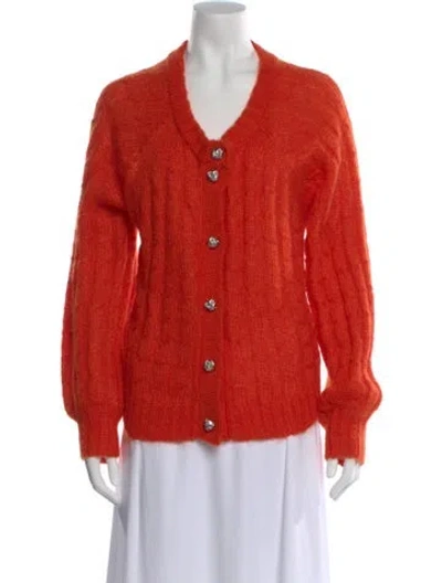Pre-owned Ganni V-neck Sweater In Orange