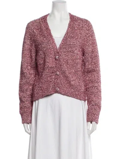 Pre-owned Ganni V-neck Sweater In Pink