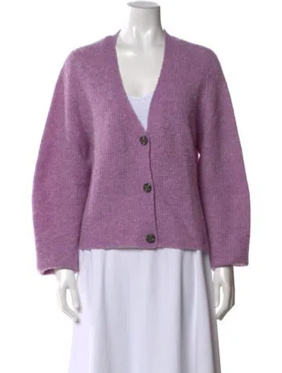 Pre-owned Ganni V-neck Sweater In Purple