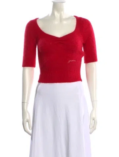 Pre-owned Ganni V-neck Sweater In Red