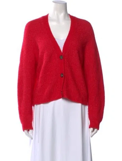 Pre-owned Ganni V-neck Sweater In Red