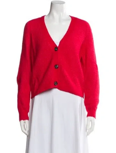 Pre-owned Ganni V-neck Sweater In Red