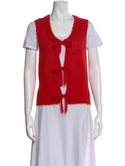 Pre-owned Ganni V-neck Sweater In Red