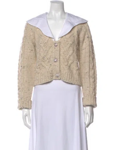 Pre-owned Ganni V-neck Sweater W/ Tags In Neutral