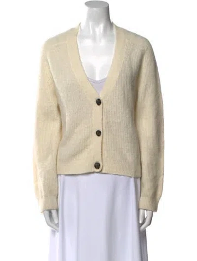 Pre-owned Ganni V-neck Sweater In White