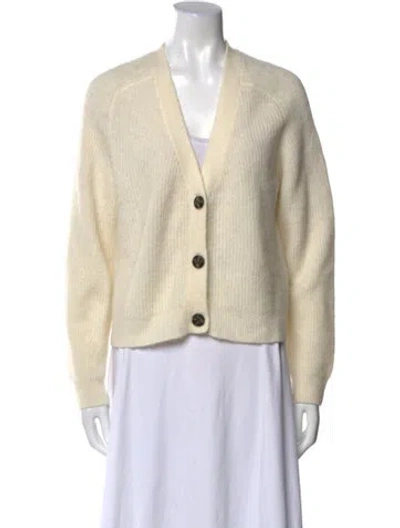 Pre-owned Ganni V-neck Sweater In White