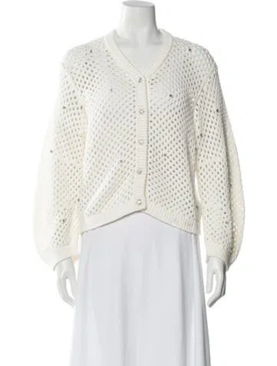 Pre-owned Ganni V-neck Sweater In White