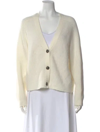 Pre-owned Ganni V-neck Sweater In White
