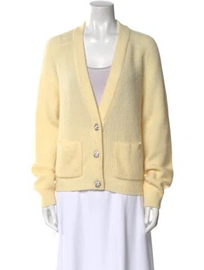 Pre-owned Ganni V-neck Sweater In Yellow