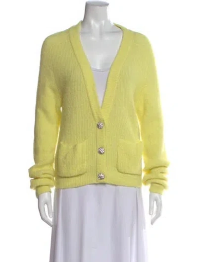 Pre-owned Ganni V-neck Sweater In Yellow