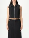 Ganni Zippered Peplum Vest Flared Cuffs In Black