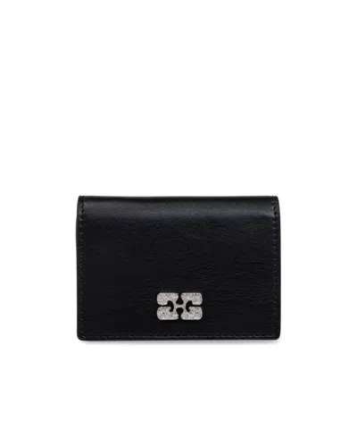 Ganni Wallet With Logo In Black