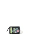 Ganni Card Holder With Flap Blue Dog In Black