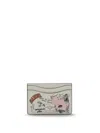 Ganni White Card Holder With Graphic Print On The Front In Leather Blend Woman In White