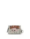 Ganni Card Holder With Flap Cat Signatur In White