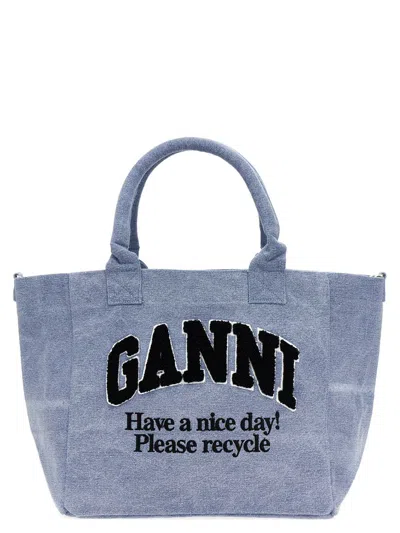 Ganni 'washed Blue Small' Shopping Bag
