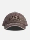 Ganni Washed Canvas Cap In Gray