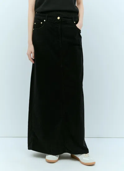 Ganni Washed Corduroy Maxi Skirt In Black