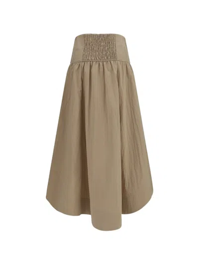 Ganni Washed Corset-style Midi Skirt In Brown