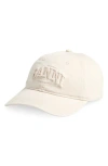 Ganni Womens Egret Washed Logo-embroidered Cotton-canvas Cap