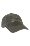 Ganni Washed Cotton Canvas Baseball Cap In White