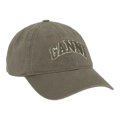 Ganni Washed Cotton Canvas Cap In Green