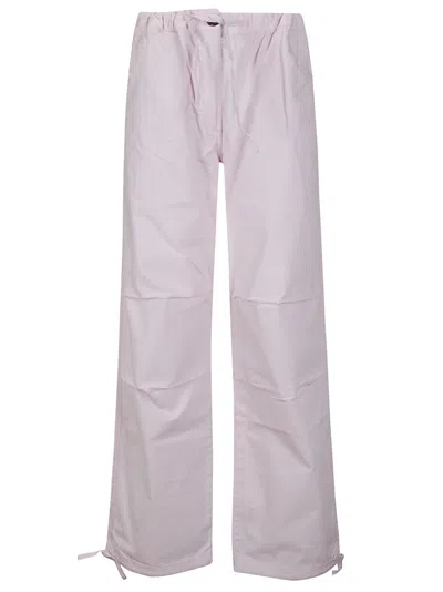 Ganni Washed Cotton Canvas Draw String Trousers In Light Lilac