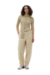 Ganni Washed Cotton Canvas Elasticated Curve Trousers